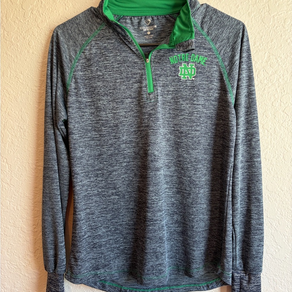 NWOT Notre Dame Fighting Irish Charcoal Gray 1/4 Zip Light Pullover - Youth Med